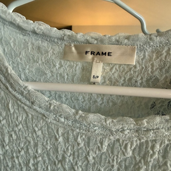 Frame NWOT Light Blue Mesh Baby Tee S - Picture 7 of 7